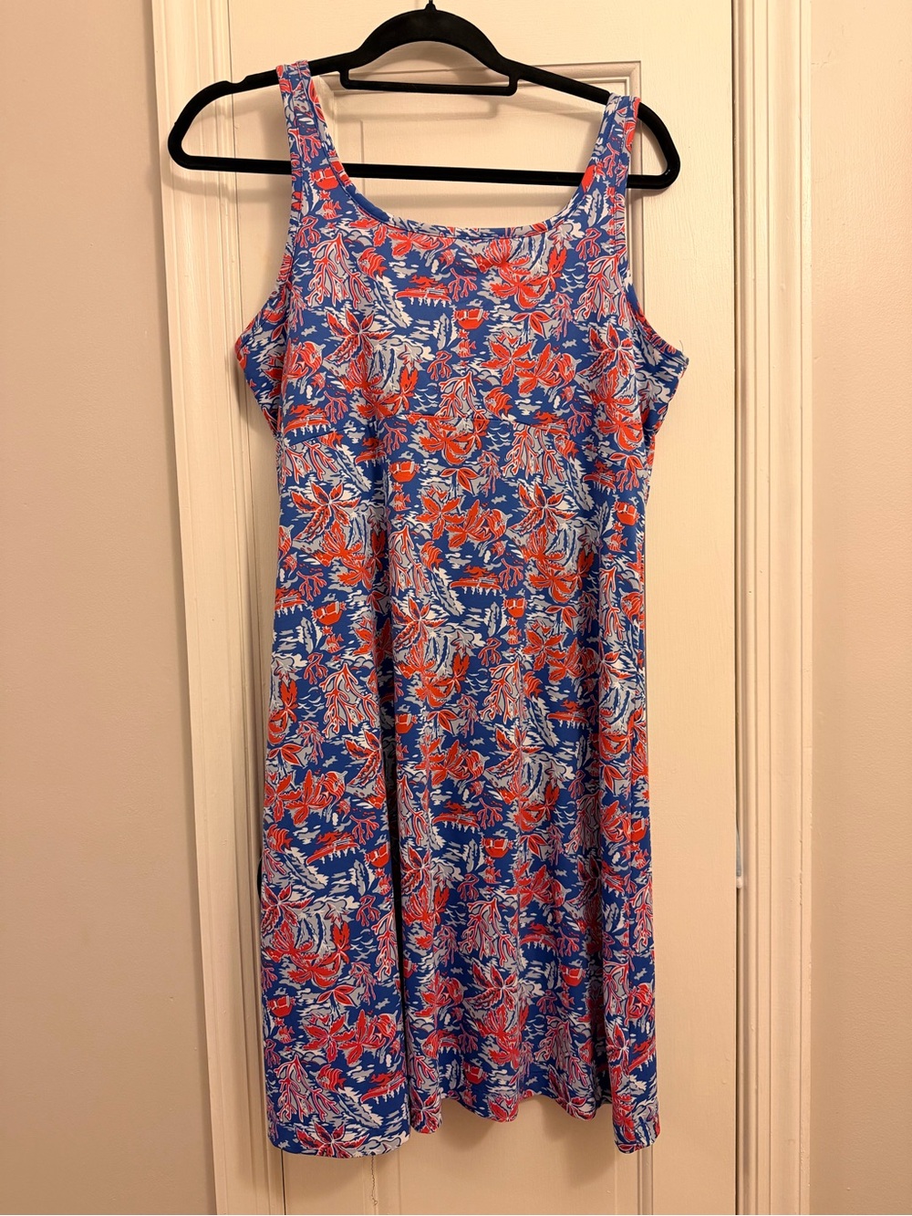 Columbia Floral Midi Dress - Blue & Coral